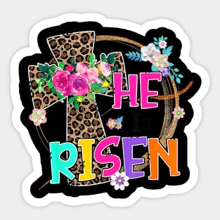 Easter For Christian Teen Girls Mom He Is Risen Leopard Sticker